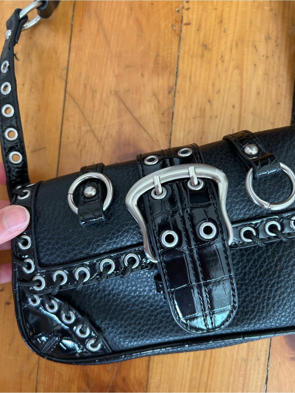 Urban outfitters black Silence + Noise Jade Laced Rivet Bag - Picture 3 of 8